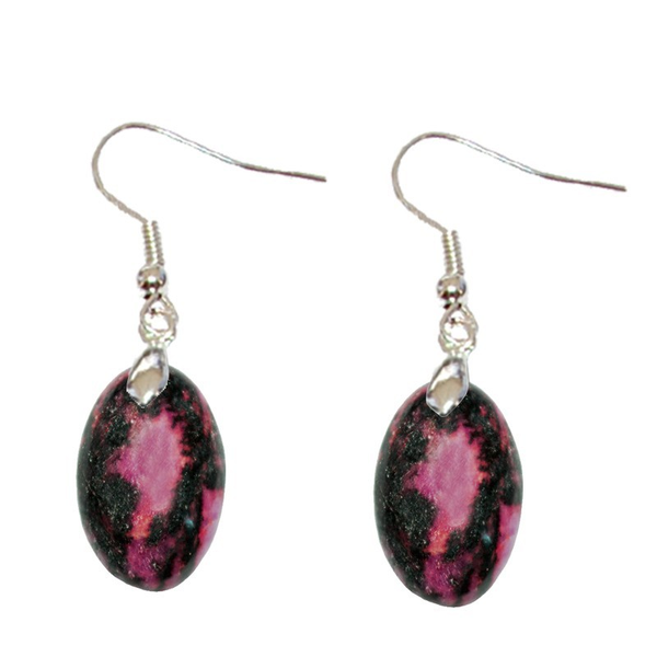 Boucles d’Oreilles Rhodonite Ovale – Apaisement, Courage & Équilibre Émotionnel - Gemio.ch