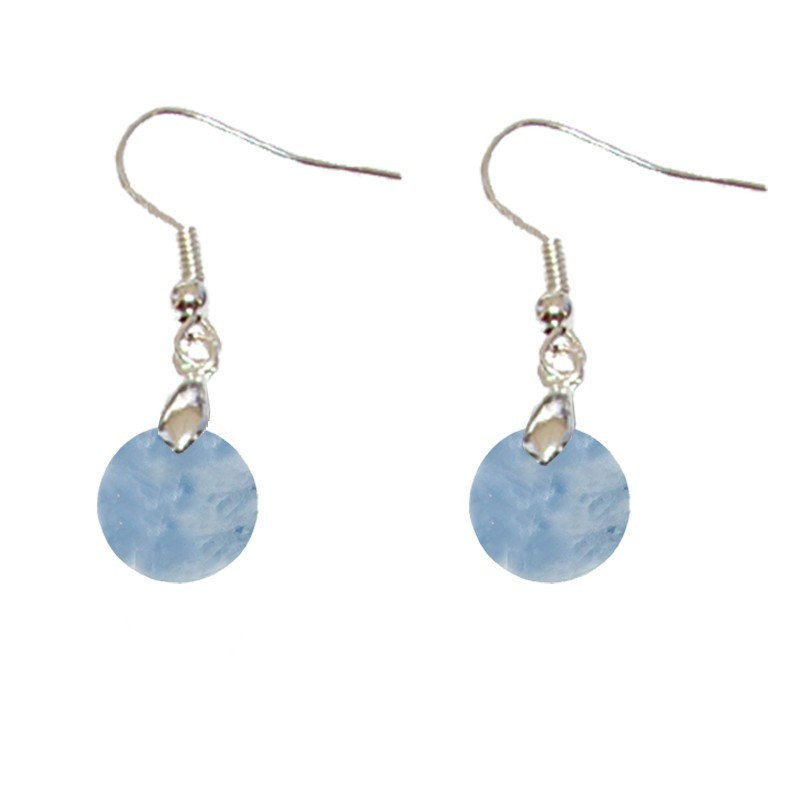 Boucles d’Oreilles Calcite Bleue Rond – Sérénité, Détente & Expression Apaisée - Gemio.ch