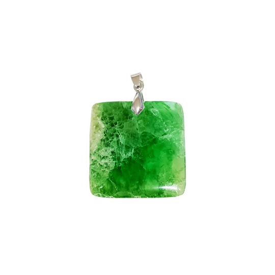Pendentif Fluorine Verte Carré – Clarté d’Esprit, Stabilité & Créativité