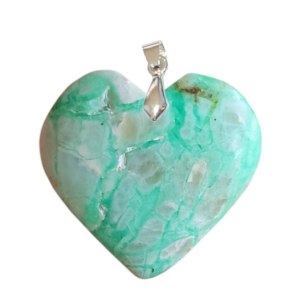 Pendentif Pierre de Lune Verte (Garnierite) Cœur – Estime de Soi, Vitalité & Élévation Vibratoire - Gemio.ch