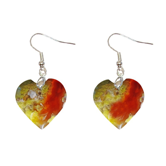 Boucles d’Oreilles Opale Calcédoine Cœur – Sérénité, Sensibilité & Protection Émotionnelle