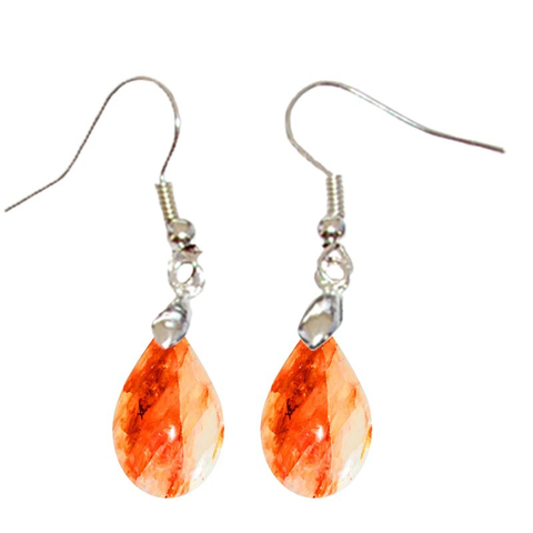 Boucles d’Oreilles Quartz Hématoïde Rouge Goutte – Ancrage, Vitalité & Transformation Émotionnelle
