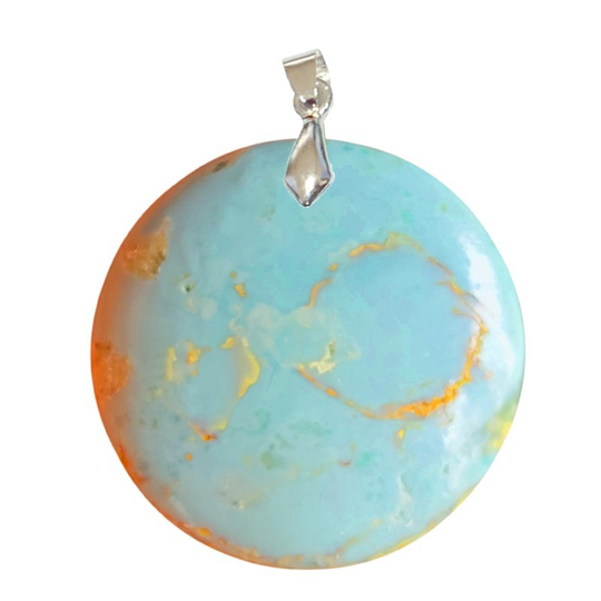Pendentif Opale Bleue Rond – Apaisement, Clarté & Éveil Sensoriel
