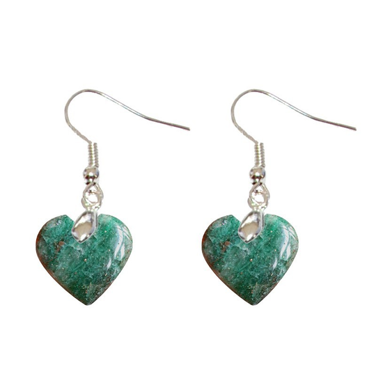 Boucles d’Oreilles Fuschite avec Inclusions de Marcassite Cœur – Apaisement & Lucidité Émotionnelle