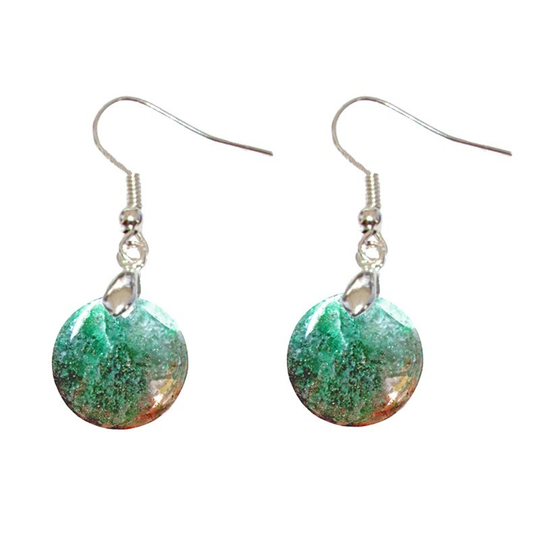 Boucles d’Oreilles Fuschite avec Inclusions de Marcassite Rond – Sagesse, Calme & Décision