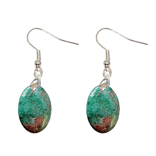 Boucles d’Oreilles Fuschite avec Inclusions de Marcassite Ovale – Clarté, Calme & Décision