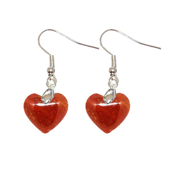 Boucles d’Oreilles Jaspe Rouge Cœur – Énergie, Courage & Élan du Cœur
