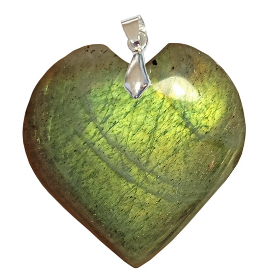 Pendentif Labradorite Verte Cœur – Protection Émotionnelle & Énergie Régénérante