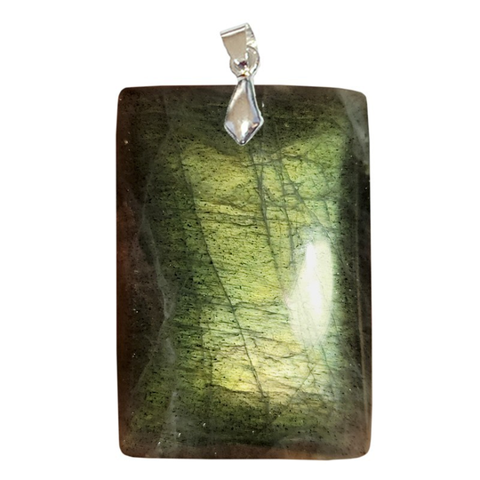 Pendentif Labradorite Verte Rectangle – Protection & Énergie Régénérante