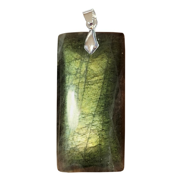 Pendentif Labradorite Verte Rectangle Fin – Protection & Régénération - Gemio.ch