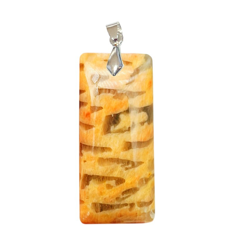 Pendentif Pierre de Lune Pêche Rectangle Fin – Harmonie et Douceur