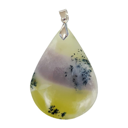 Pendentif Opale Violette & Verte Goutte – Apaisement et Protection