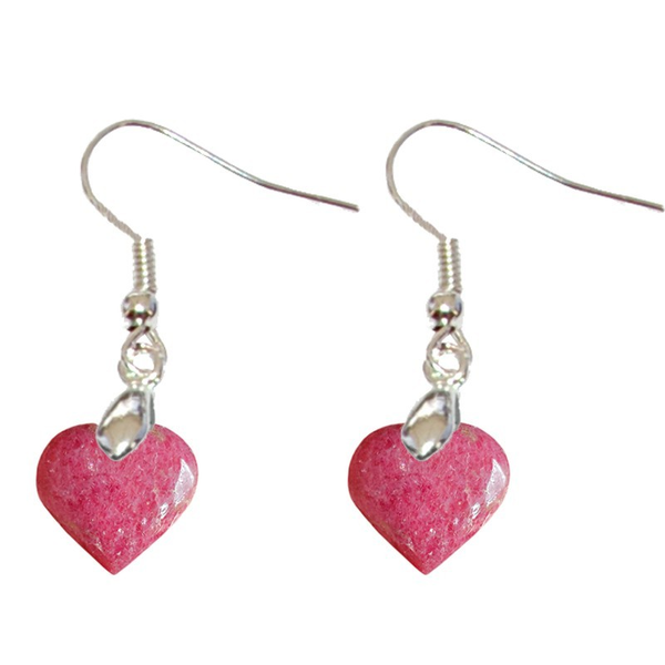 Boucles d’Oreilles Rhodonite Extra Cœur – Apaisement et Protection - Gemio.ch