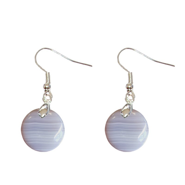 Boucles d’Oreilles Agate Rubanée Rond – Équilibre et Sérénité - Gemio.ch