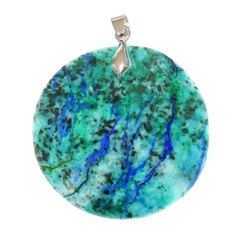 Pendentif Azurite/Chrysocolle Rectangle Fin – Épanouissement et Relaxation
