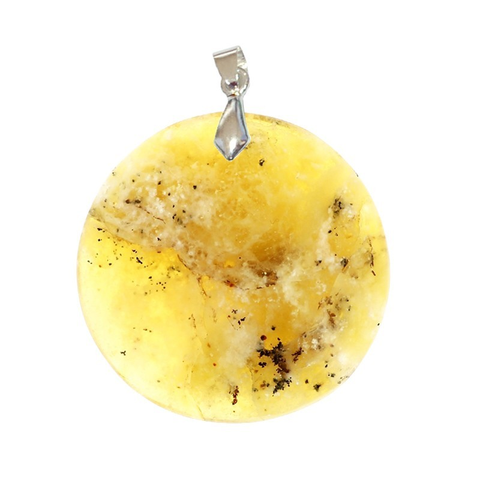 Gelber Dendritischer Opal (Merlinit) Runder Anhänger