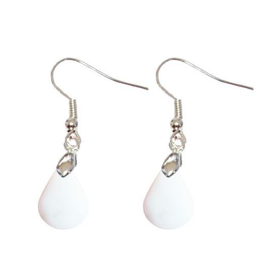 Boucles d’Oreilles Agate Blanche Goutte – Élégance et Harmonie