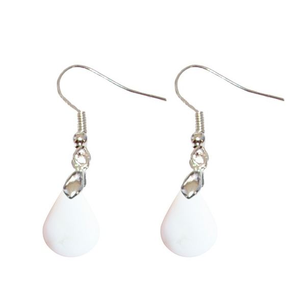 Boucles d’Oreilles Agate Blanche Goutte – Élégance et Harmonie - Gemio.ch
