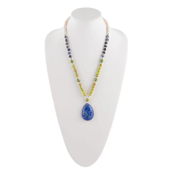 Collier avec pendentif lapis et jaspe - Gemio.ch