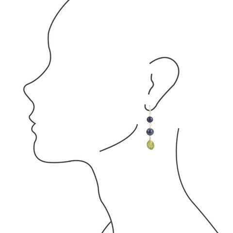 Ohrringe mit Lapis und Jaspis-Anhängern