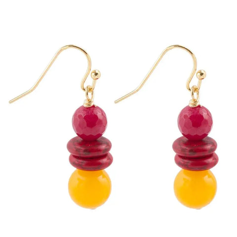 Boucles d'oreilles en bronze jade et quartz