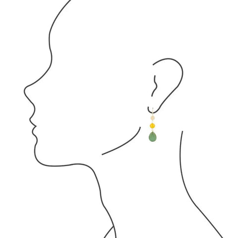 Gelbe Jade und Türkis Teardrop Dangling Ohrringe
