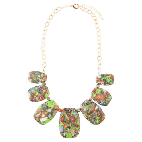 Collier de dalles de verts mixtes