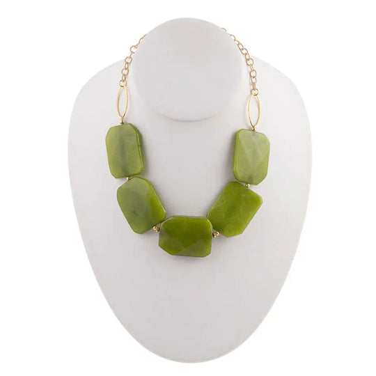 Collier Jaspe vert olive