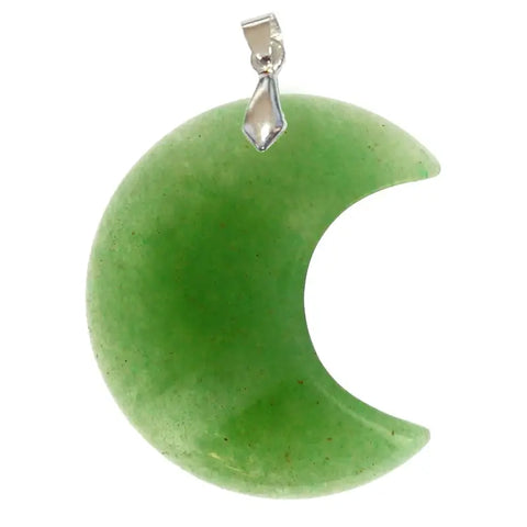 Pendentif Croissant de Lune en Aventurine Verte Extra – Sérénité & Ouverture du Cœur