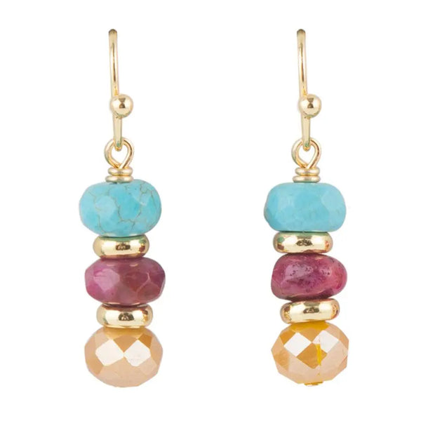 Ohrringe aus Kristall und fuchsiafarbenem Achat