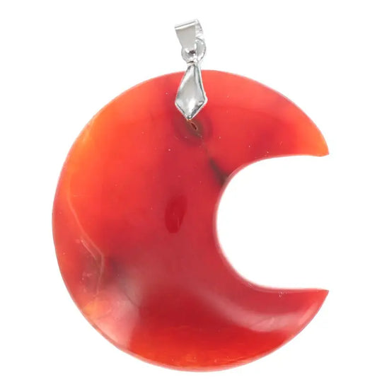 Pendentif Croissant de Lune en Cornaline EXTRA – Féminité, Énergie & Harmonie