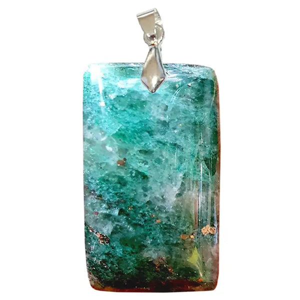 Pendentif Rectangulaire en Fuschite & Marcasite – Clarté & Équilibre - Gemio.ch