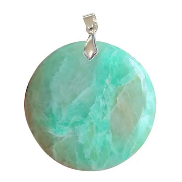 Pendentif Rond en Pierre de Lune Verte (Garniérite) – Estime & Dynamisme - Gemio.ch
