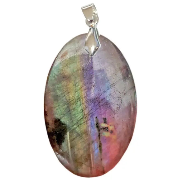 Pendentif Ovale en Labradorite Noire Arc-en-Ciel – Bouclier Énergétique & Rayonnement Intérieur - Gemio.ch