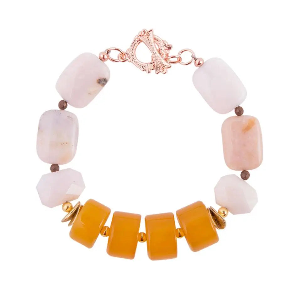 Bracelet à bascule opale rose - Gemio.ch
