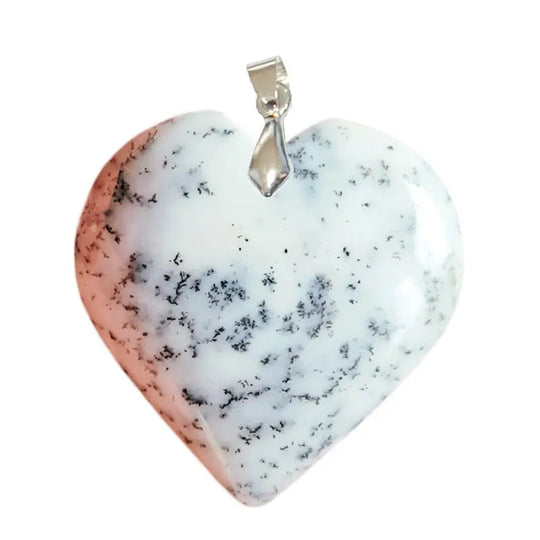Dendritischer Opal-Herz-Anhänger (Merlinit)