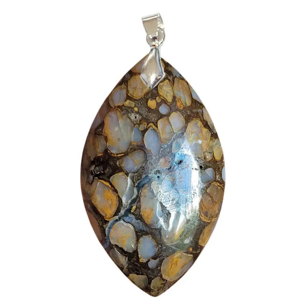 Pendentif Marquise en Opale Noire et Blanche – Force & Équilibre Intérieur - Gemio.ch