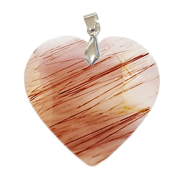Pendentif Cœur en Quartz Rutile – Lumière du Cœur & Énergie Vitale - Gemio.ch