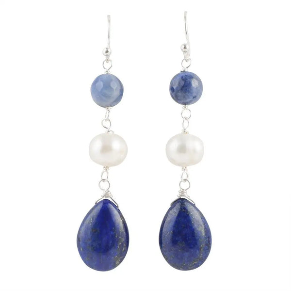Jeans und Perlen Mädchen Ohrringe-Multi-Stone