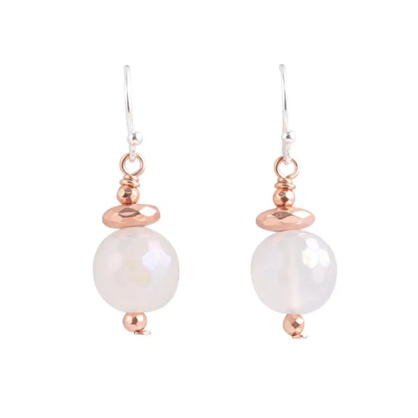 Boucle d'oreille en agate blanche et grise - Gemio.ch