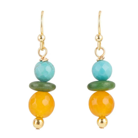 Pendants d'oreilles en magnésite et jade