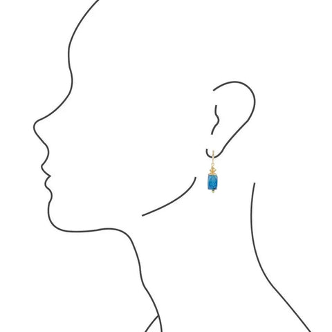 Boucles d'oreilles allongées en agate bleue