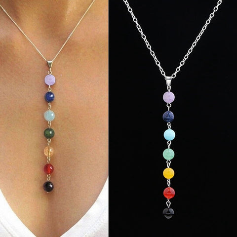 Pendentif 7 chakras avec 7 pierres