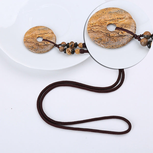Pendentif Yumten avec pierre ronde en jaspe - Gemio.ch