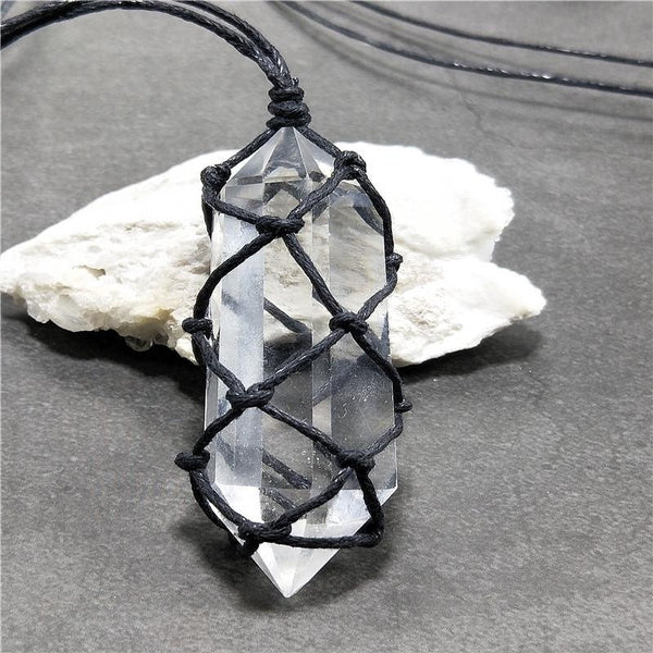 Pendentif avec un cristal de roche à double pointe - Gemio.ch
