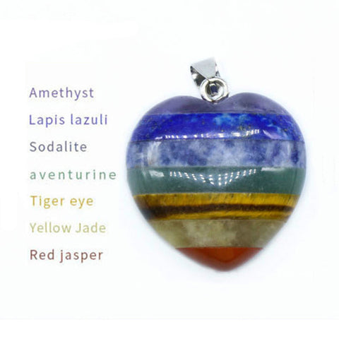 Pendentif 7 chakras - Forme coeur