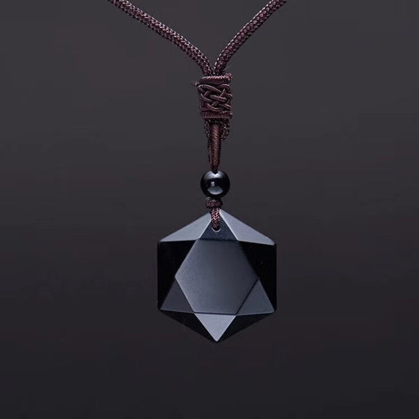 Pendentif hexagonal avec une obsidienne naturelle - Gemio.ch