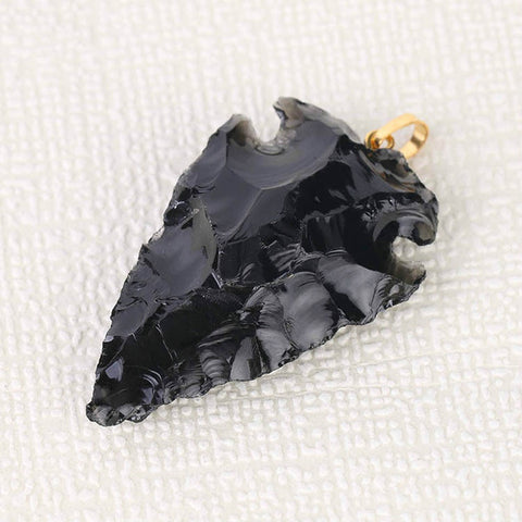 Pendentif pierre naturelle d'obsidienne