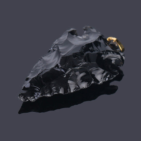 Pendentif pierre naturelle d'obsidienne