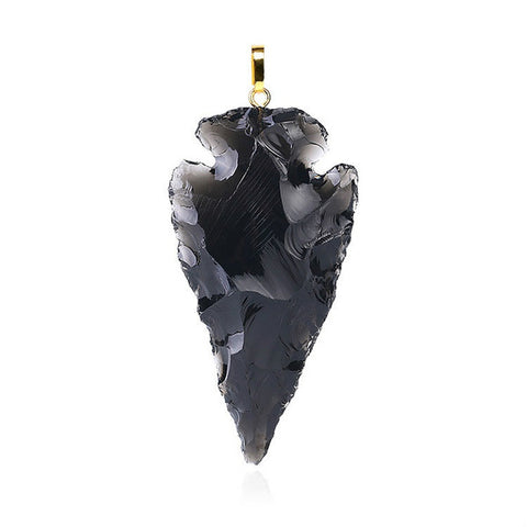 Pendentif pierre naturelle d'obsidienne
